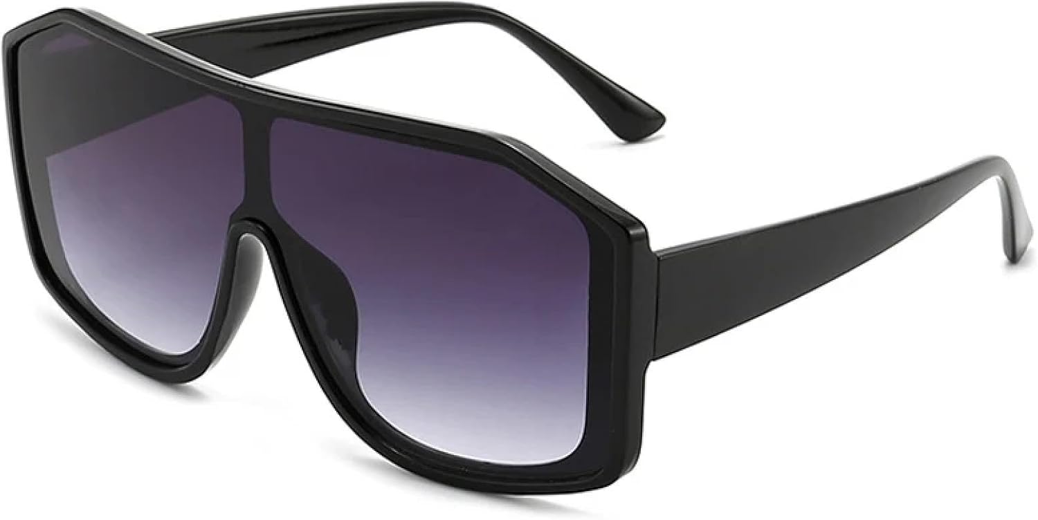 

Винтажные солнцезащитные очки большого размера с цельной оправой для женщин и мужчин, роскошные очки унисекс для активного отдыха и вождения, защита от УФ-излучения UV400 TKKTLLT, Black Gradient Gray