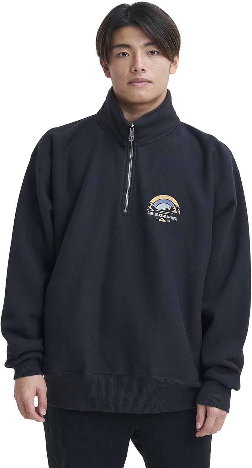 

Мужская классическая толстовка Quiksilver QZP234064 с потертой тканью и застежкой-молнией до середины груди, черный