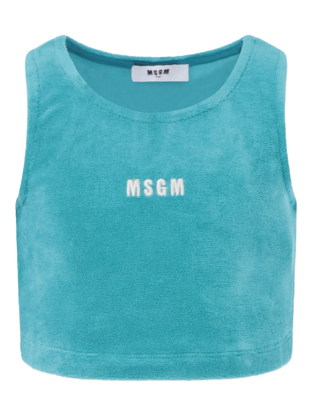 

Укороченный топ с вышитым логотипом MSGM Kids, синий