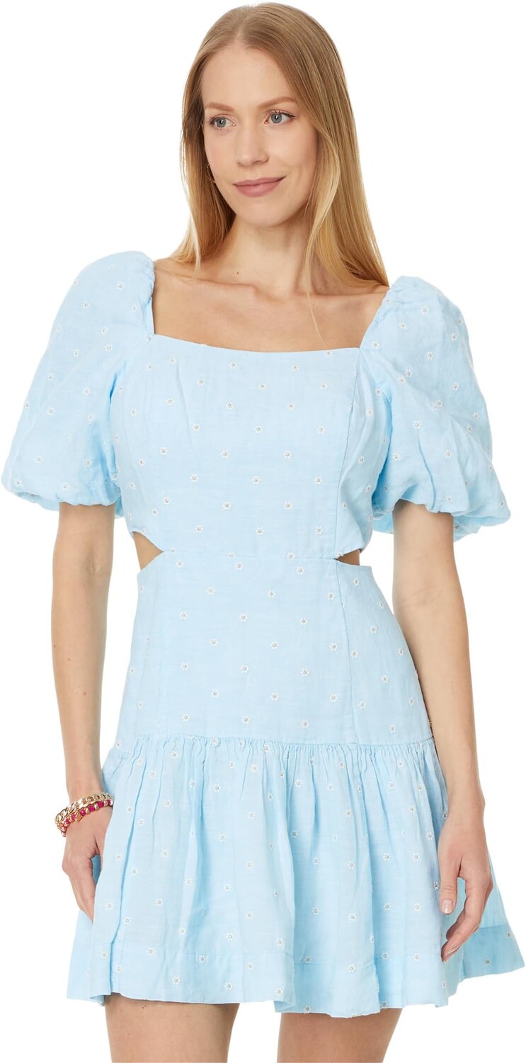 

Платье Lilly Pulitzer Kylanne Elbow Sleeve Embr Linen Dress, цвет Hydra Blue You Drive Me Daisy Embroidered Linen