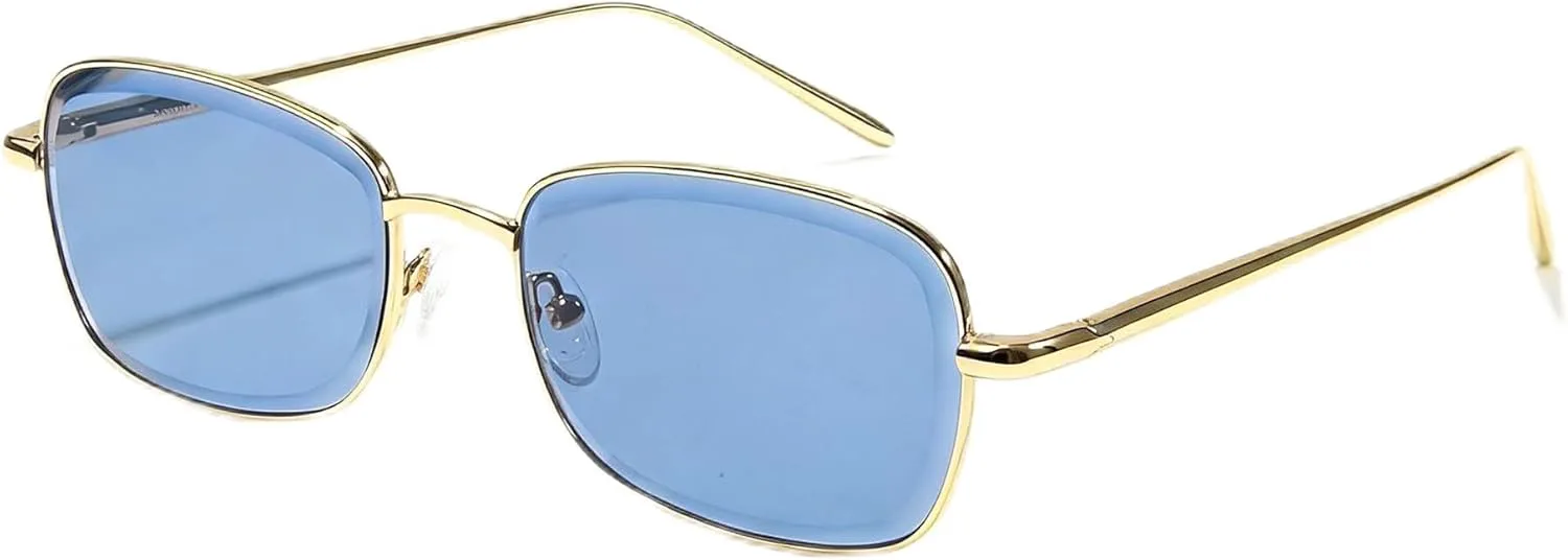 

SIPHEW Модные неполяризованные солнцезащитные очки в металлической оправе для женщин. Стильные и элегантные очки с защитой от УФ-излучения UV400, A2-gold Blue Lens
