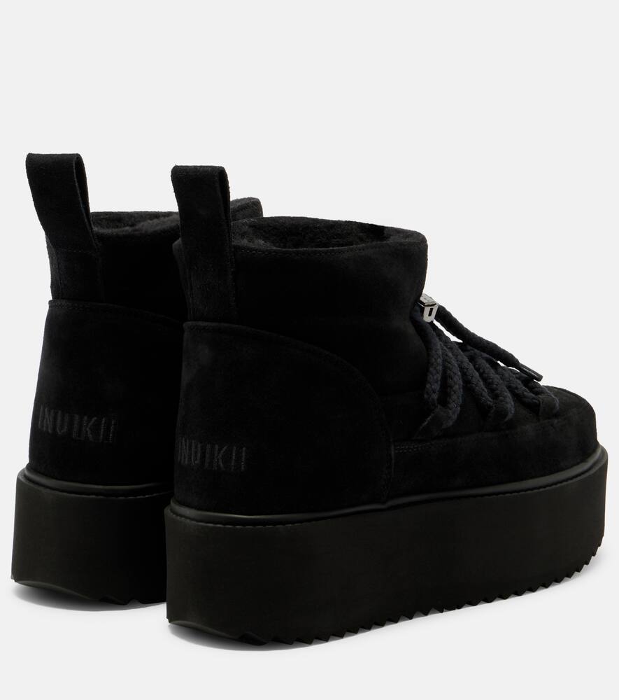 Классические низкие замшевые платформенные зимние ботинки Inuikii, Black — фото 2