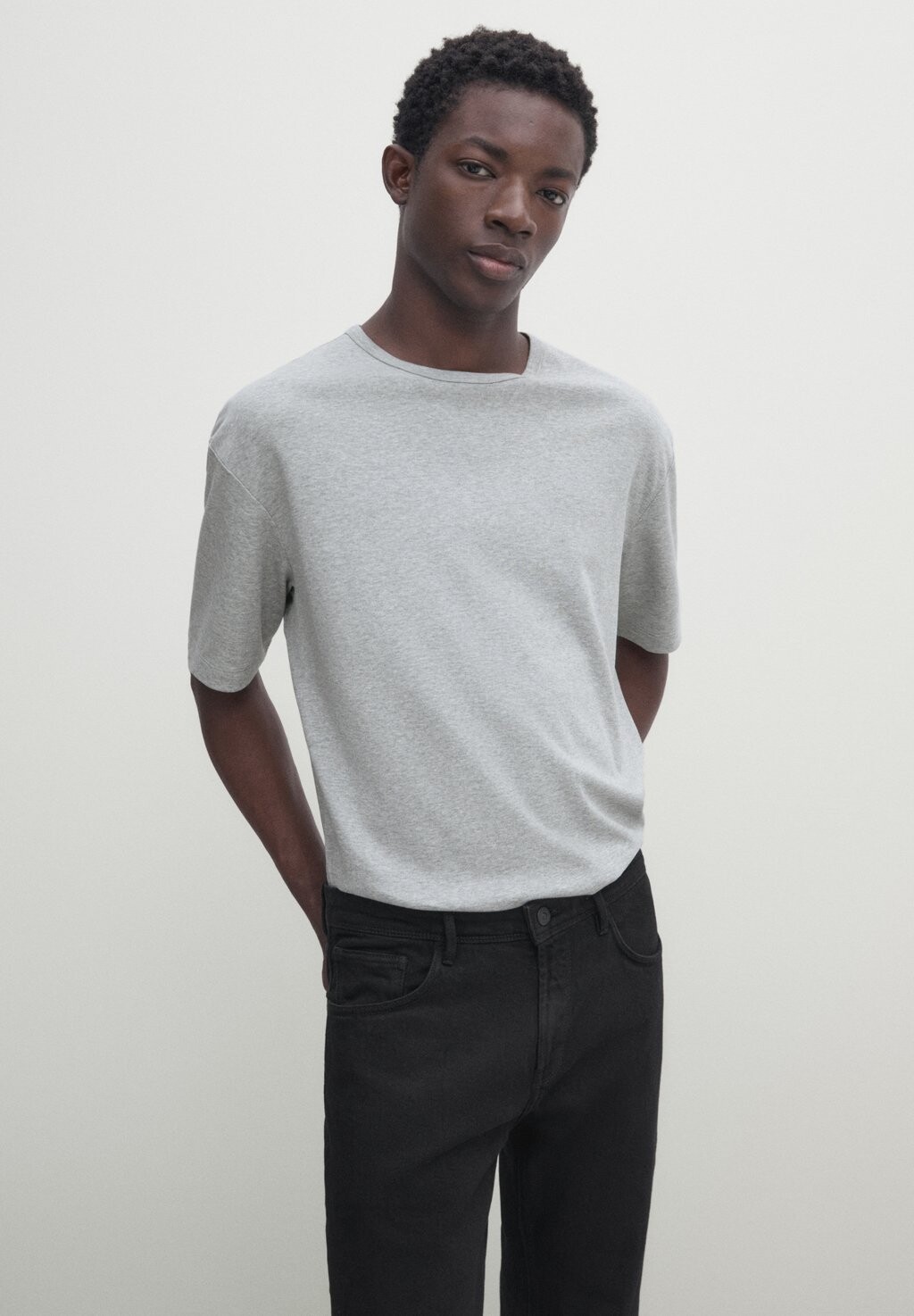 

Футболка базовая SHORT SLEEVE Massimo Dutti, цвет grey
