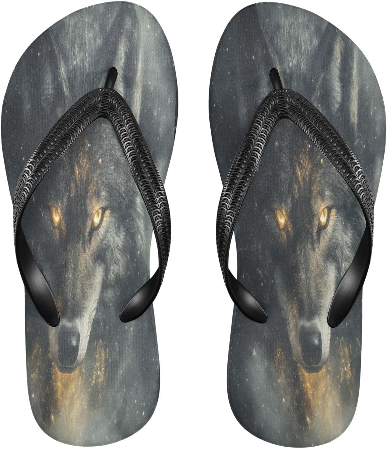 

Светящиеся серые вьетнамки Glowing Wolf с ремешком для душа, резиновые нескользящие летние шлепанцы для женщин и мужчин Sinestour