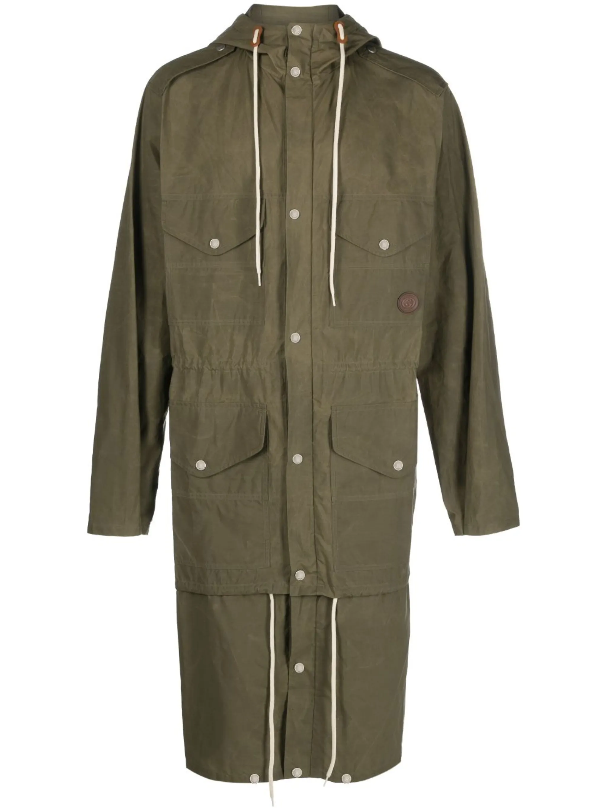 

Вощеная парка с капюшоном Gucci, зеленый