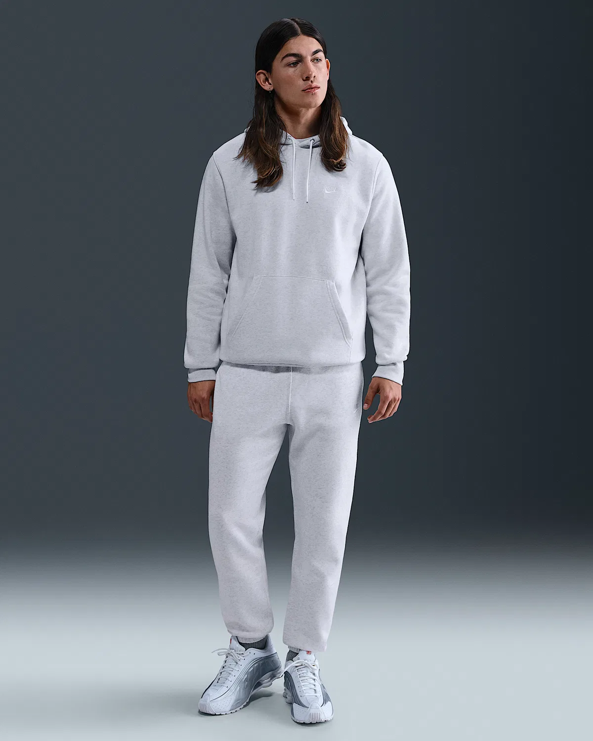 Мужские спортивные штаны Nike Club на флисе с манжетами, Birch Heather/White/White