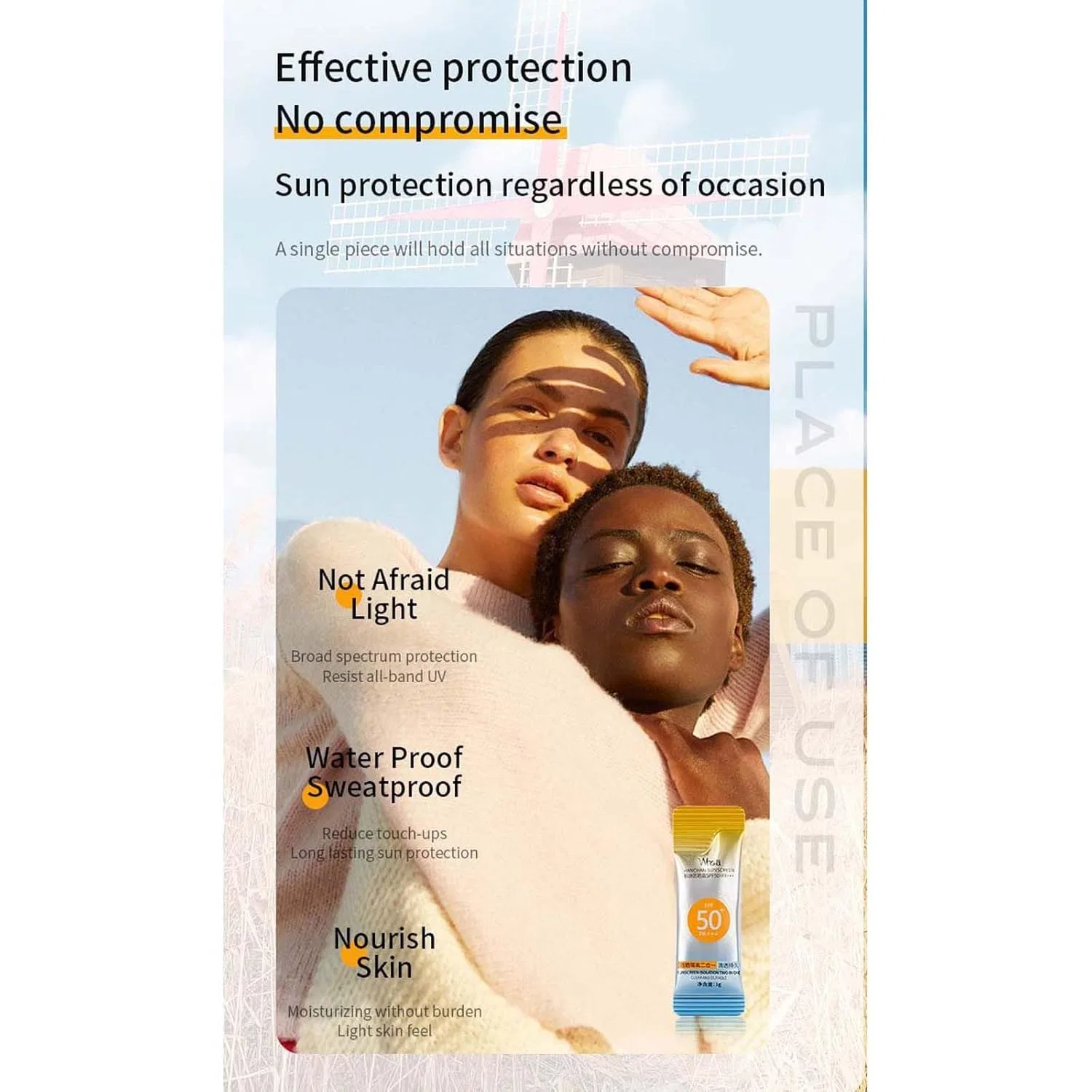 Набор из 50 мини-тюбиков солнцезащитного крема SPF 50+ Bainuai — фото 3