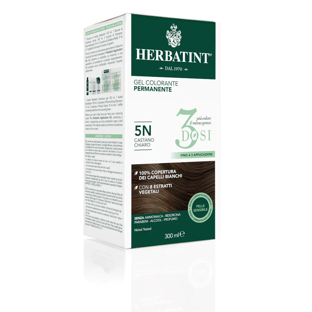 

Перманентная краска-гель для волос Herbatint 3Dose 5N Светло-коричневый 300 мл