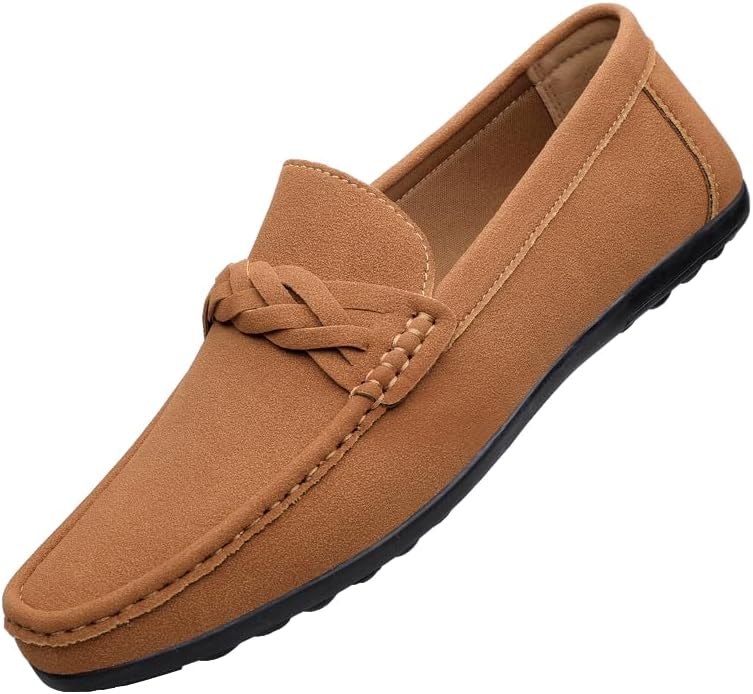 

Мужские классические замшевые кожаные лоферы-слипоны, повседневные мокасины с пенни, мягкие мокасины, лодочные туфли, комфортные ручной работы, домашние тапочки Igzbibg, хаки