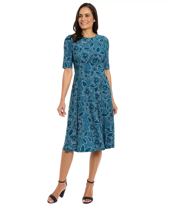 

Платье миди с короткими рукавами и сборками Petite London Times, синий