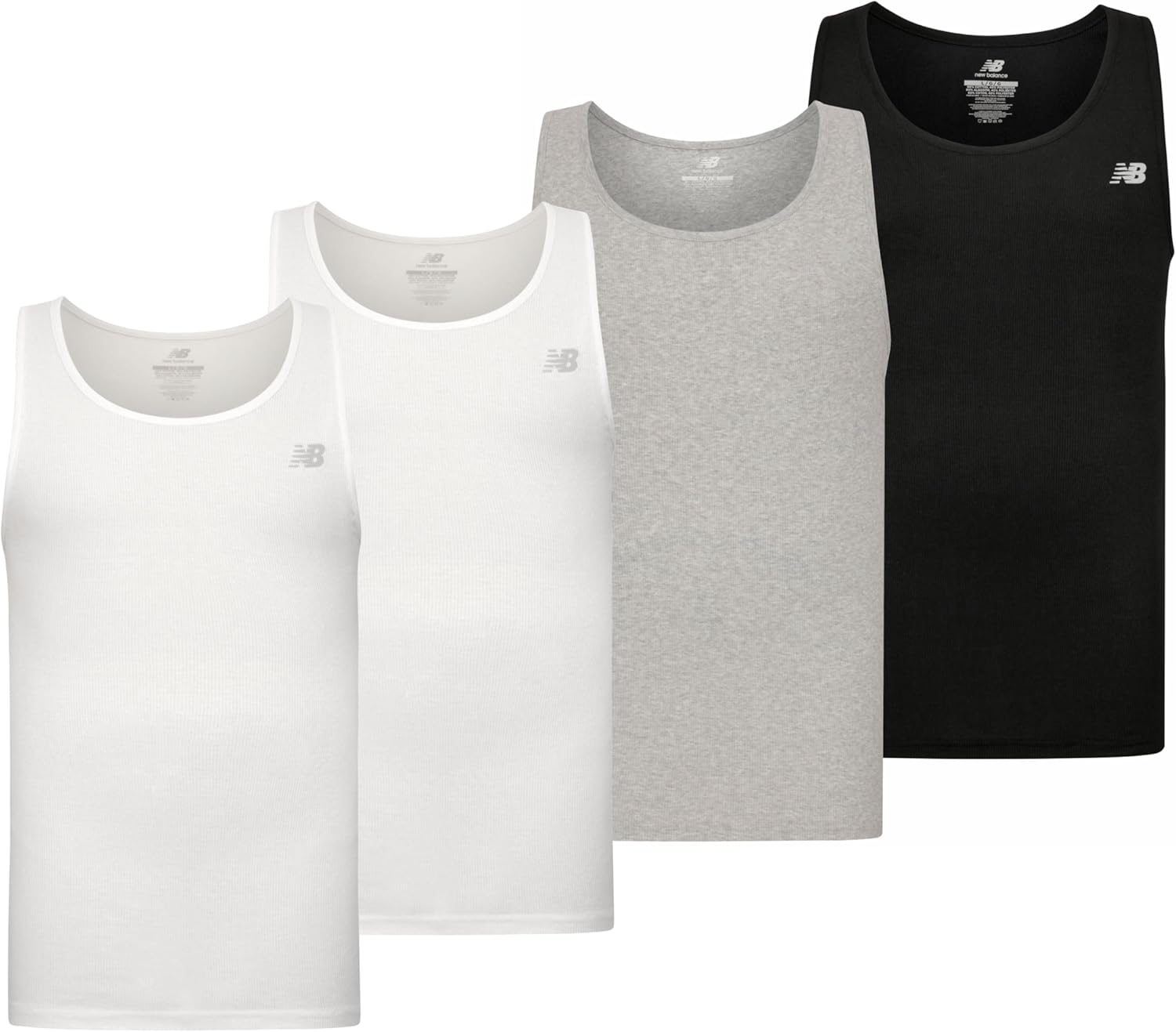 

Мужская хлопковая майка в рубчик New Balance Performance (4 шт.), White/Light Heather Grey/Black/White