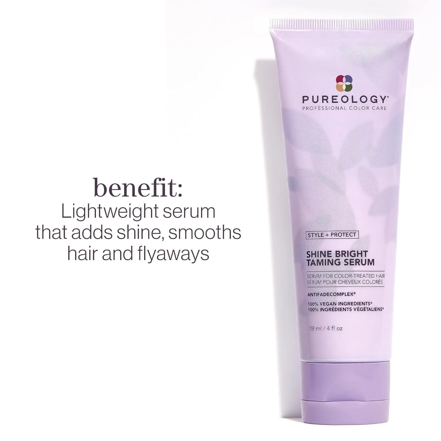 Сыворотка для укладки окрашенных волос Pureology Style + Protect Shine Bright Taming Serum - разглаживает пряди и придает блеск, не содержит сульфатов и подходит для веганов. 118 мл (1 шт.) — фото 2