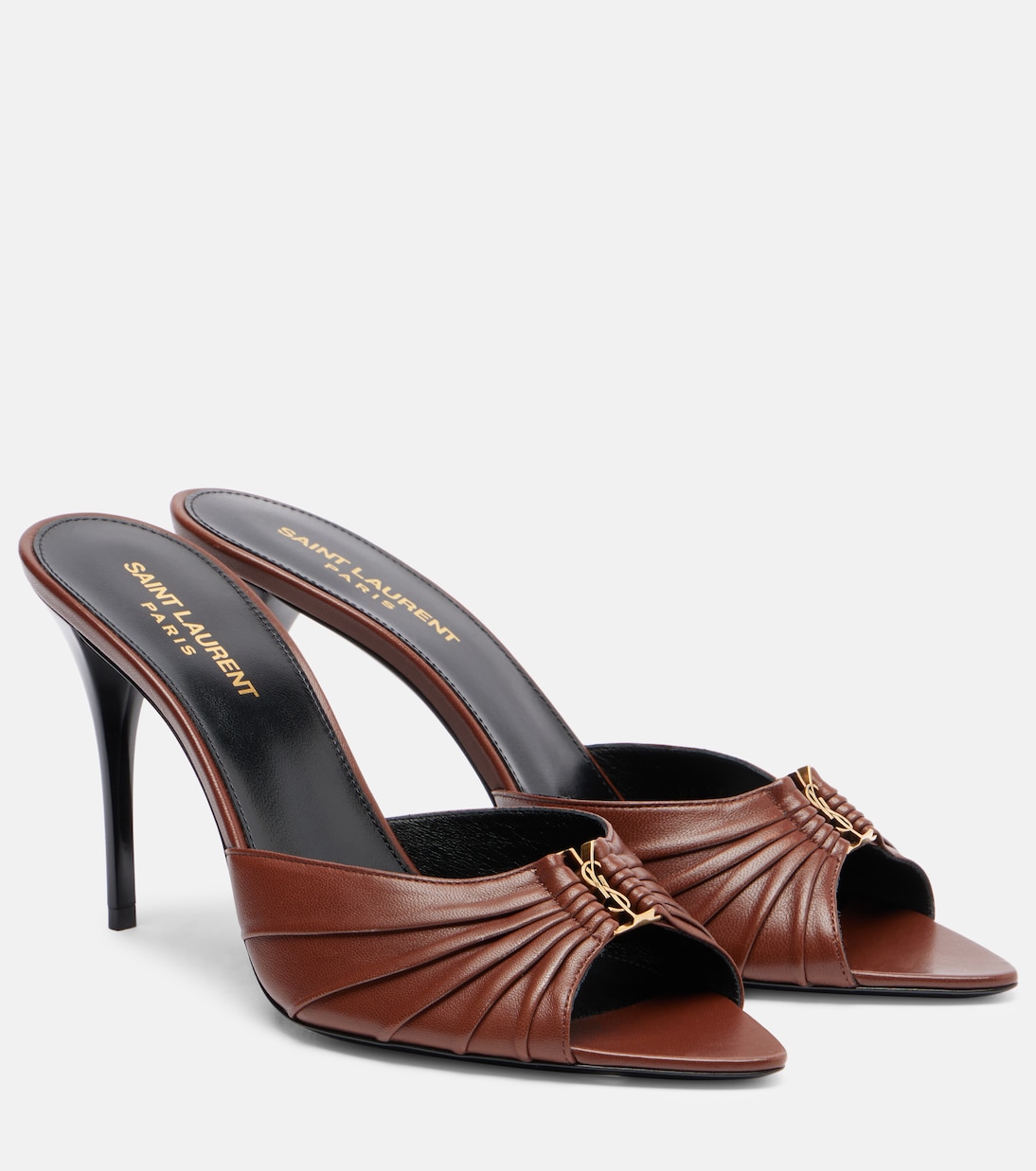 Бабушка Кассандра 90 кожаные мюли Saint Laurent, Aesthetic Brown