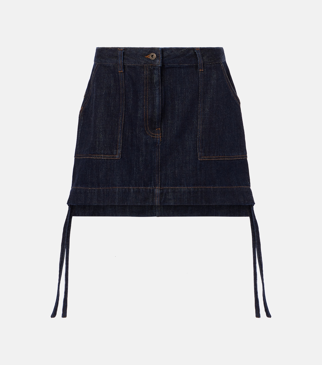 

Джинсовая мини-юбка с кожаной отделкой Anagram Loewe, Indigo Blue
