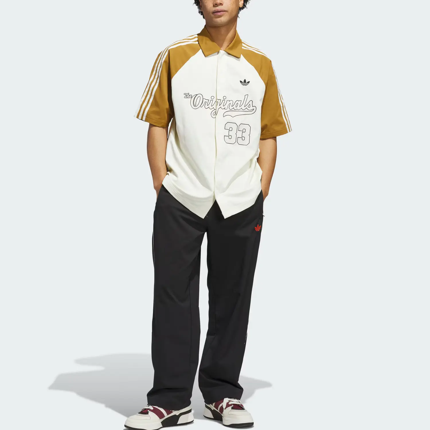 Adidas Originals Топовая зимняя стрелковая рубашка с длинным рукавом Unisex Ivory White/Bronze Strata/Black — фото 3