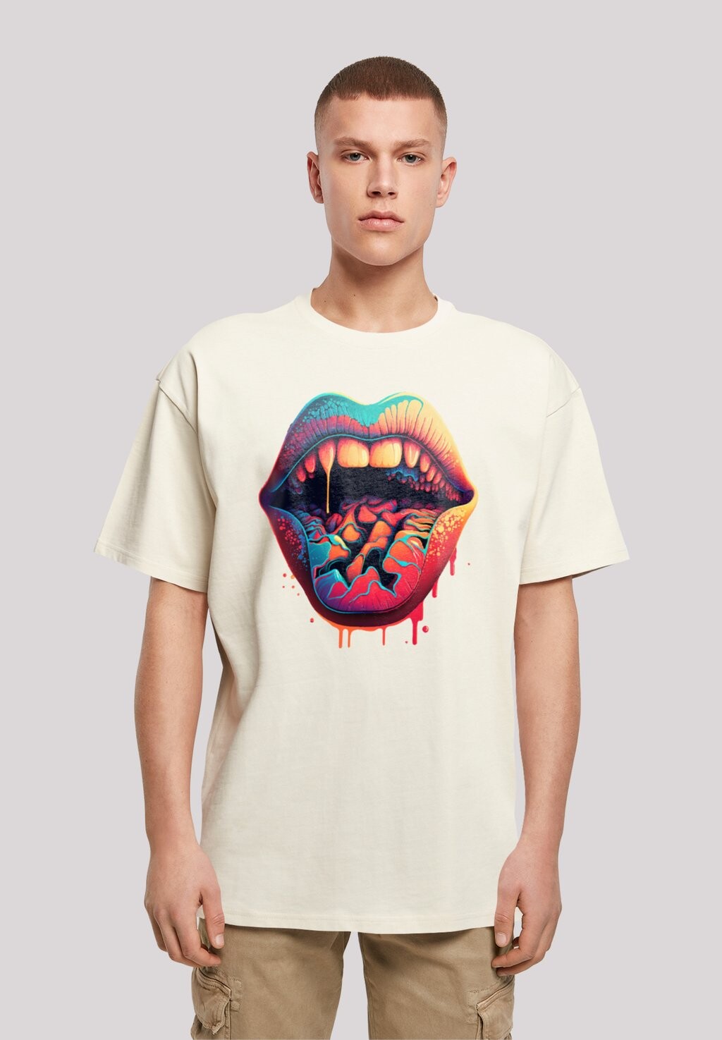 

Футболка с принтом DROOLING LIPS F4NT4STIC, песочный