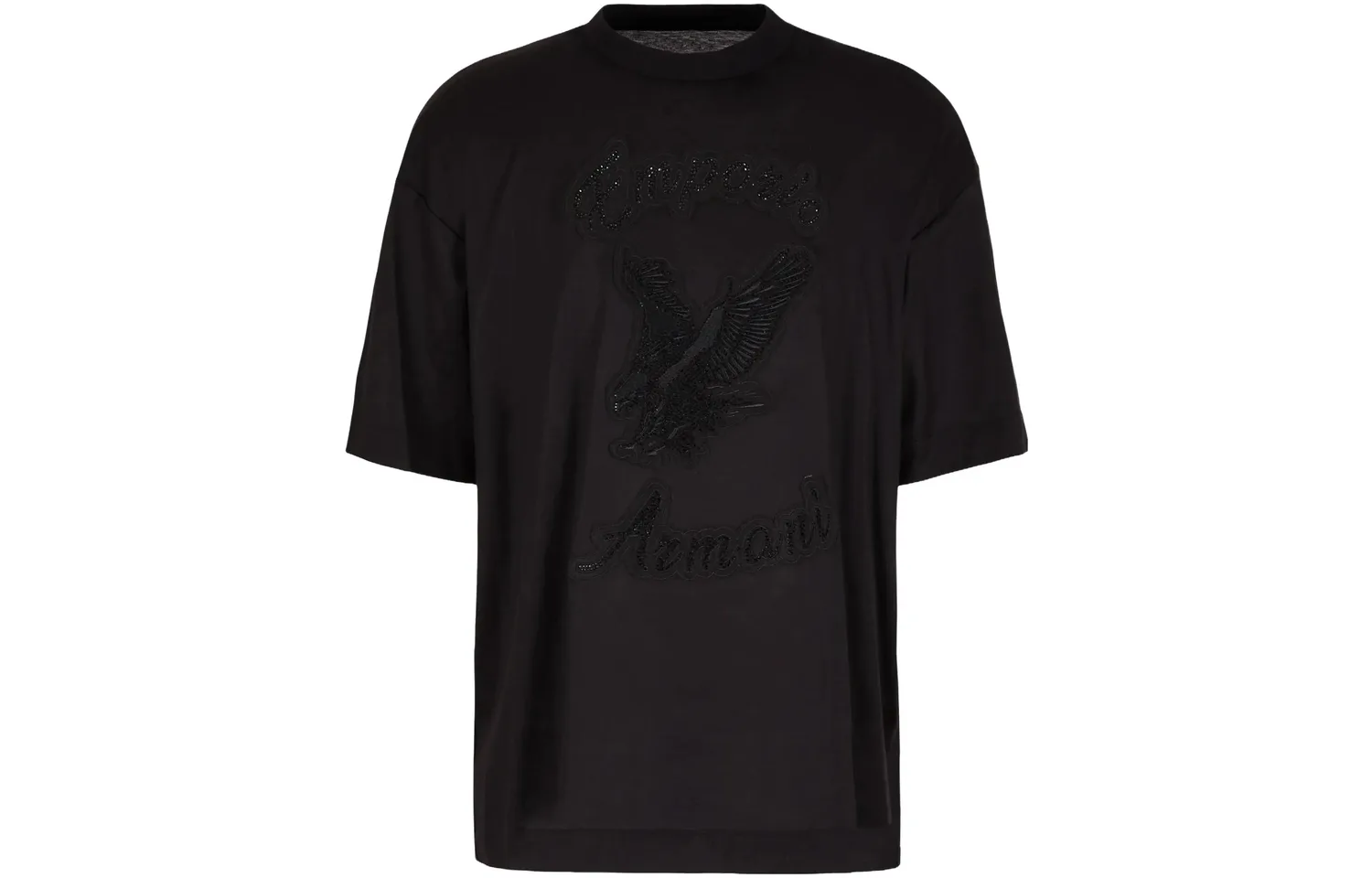 Футболка oversize Asv Clubwear из джерси с добавлением лиоцелла, с пайетками и вышивкой EMPORIO ARMANI, черный — фото 3