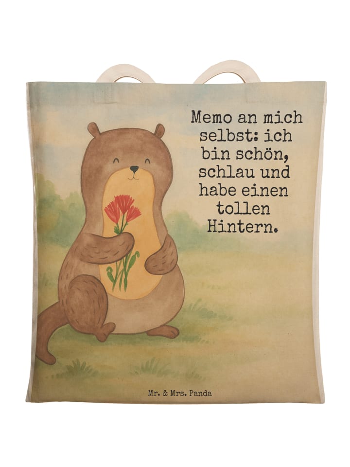 

Mr. & Mrs. Panda Сумка-шоппер с дизайном «Букет выдры» и надписью белого цвета