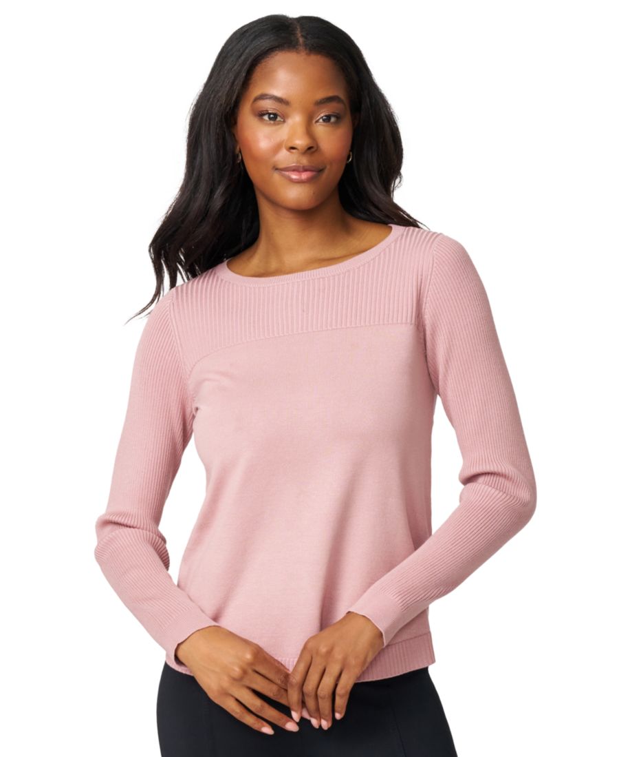 

Женский свитер с длинными рукавами и вырезом-лодочкой, размеры PXS-3X Melissa Paige, Blush Pink