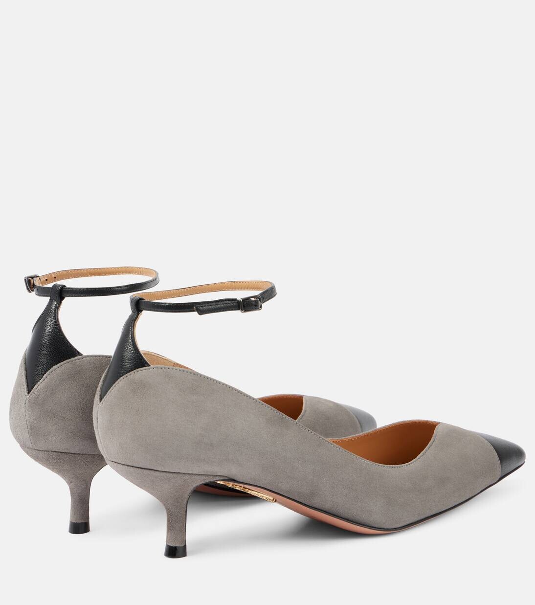 Туфли Pinot 50 из замши Aquazzura, цвет paris grey/black — фото 3