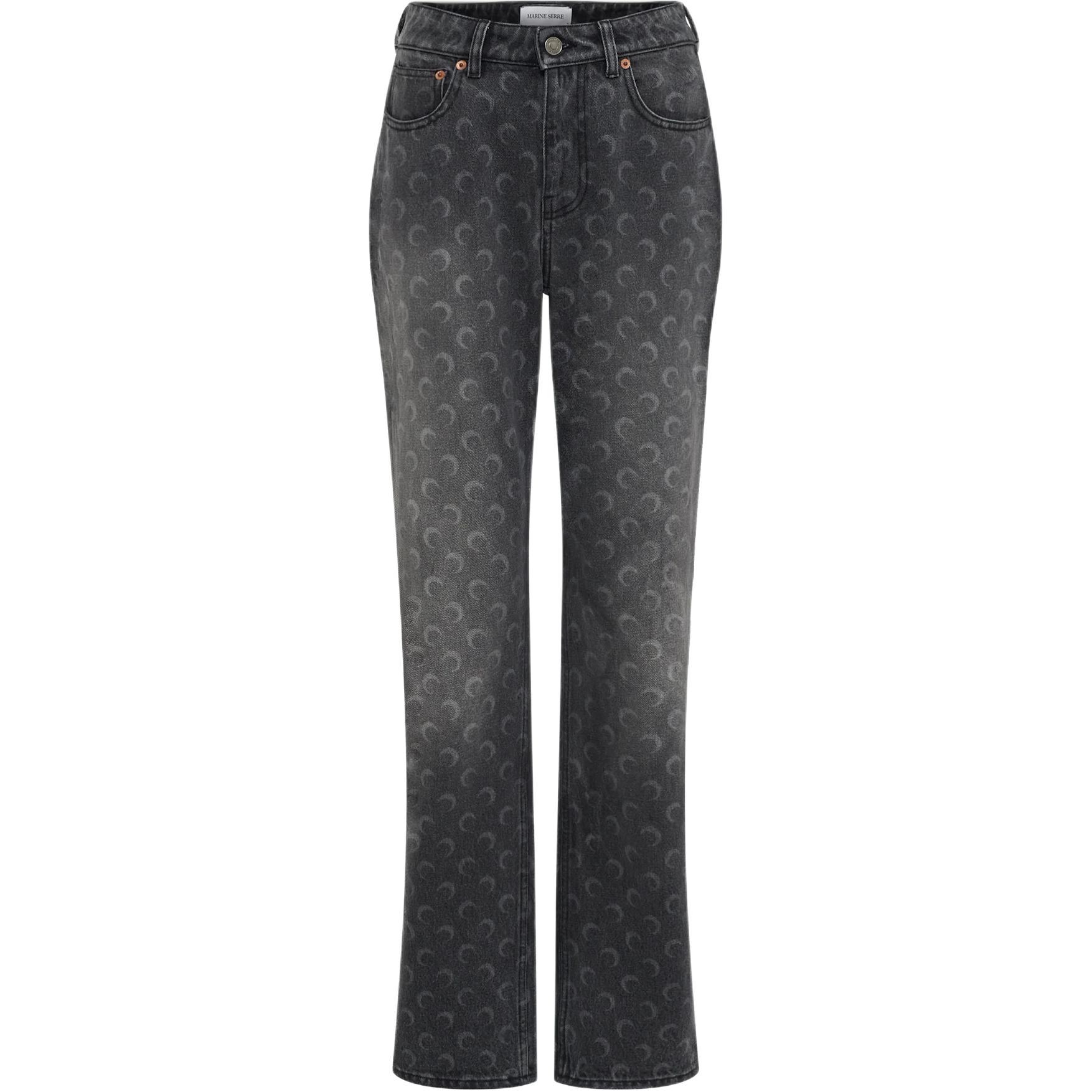 

Прямые джинсы с эффектом лунного лазерного стирания Marine Serre, серый
