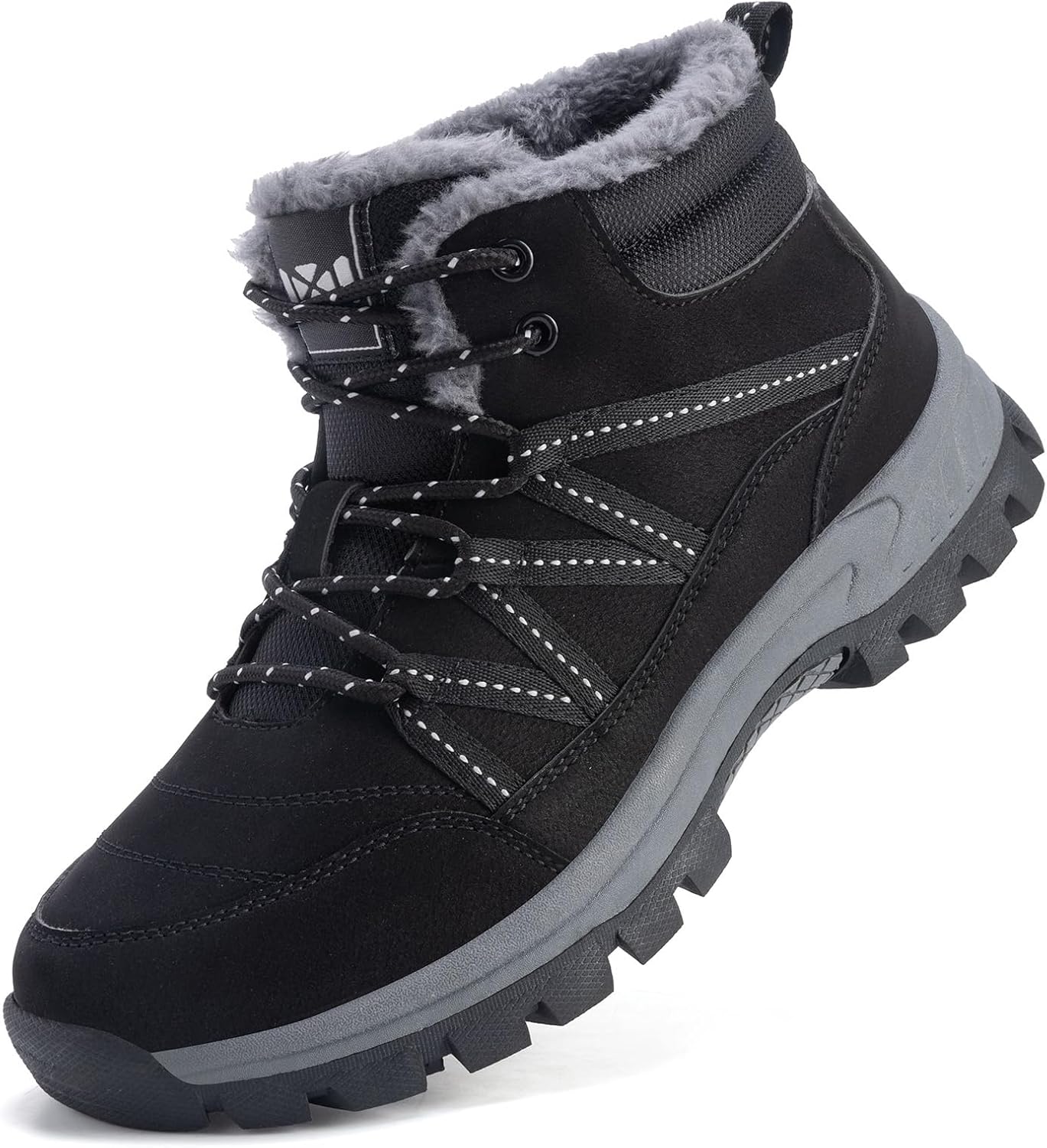 

Зимние ботинки Qiucdzi для мужчин, снежные ботинки с теплой меховой подкладкой, противоскользящие, походные ботильоны, удобная обувь для прогулок и треккинга на открытом воздухе, черный