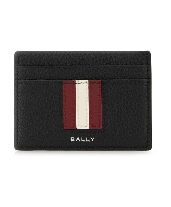 

Черный кожаный кошелек-держатель для карт Bally, черный