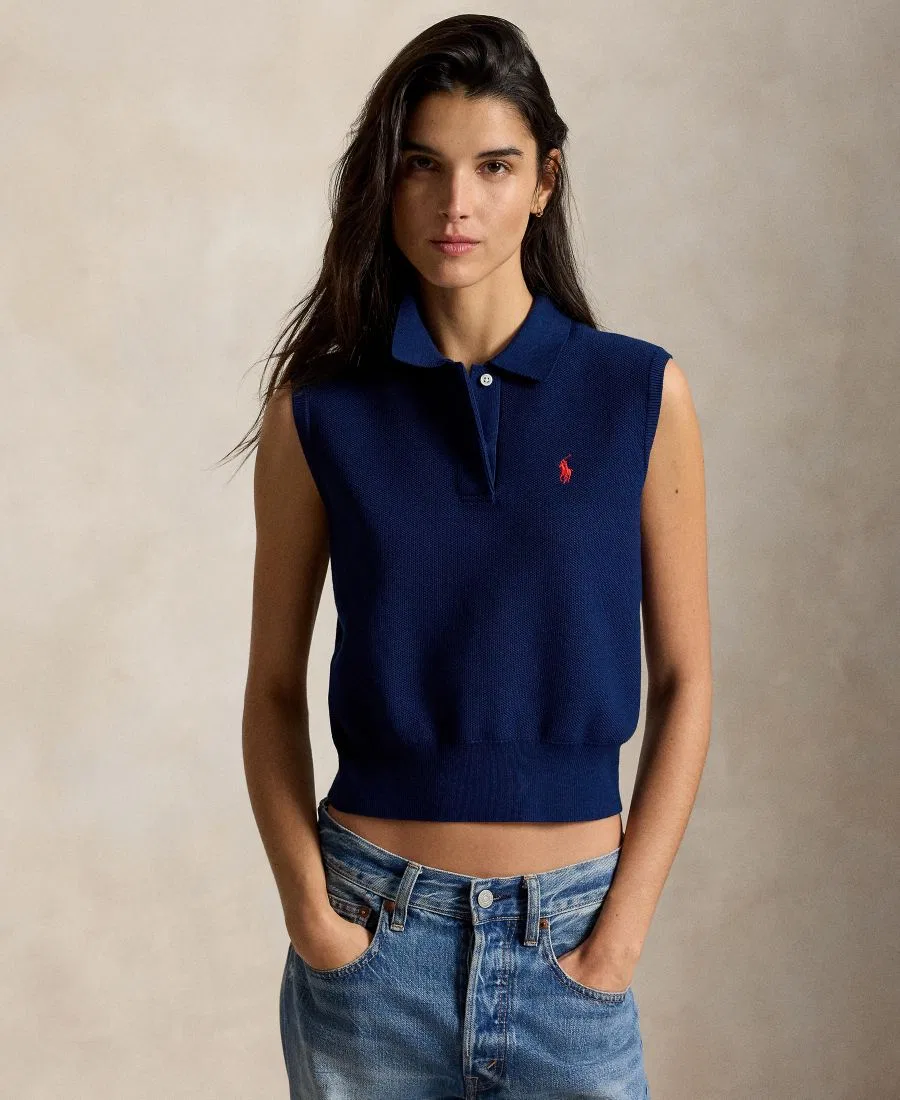 Женский свитер без рукавов с ребристым воротником Polo Ralph Lauren, Eastside Royal