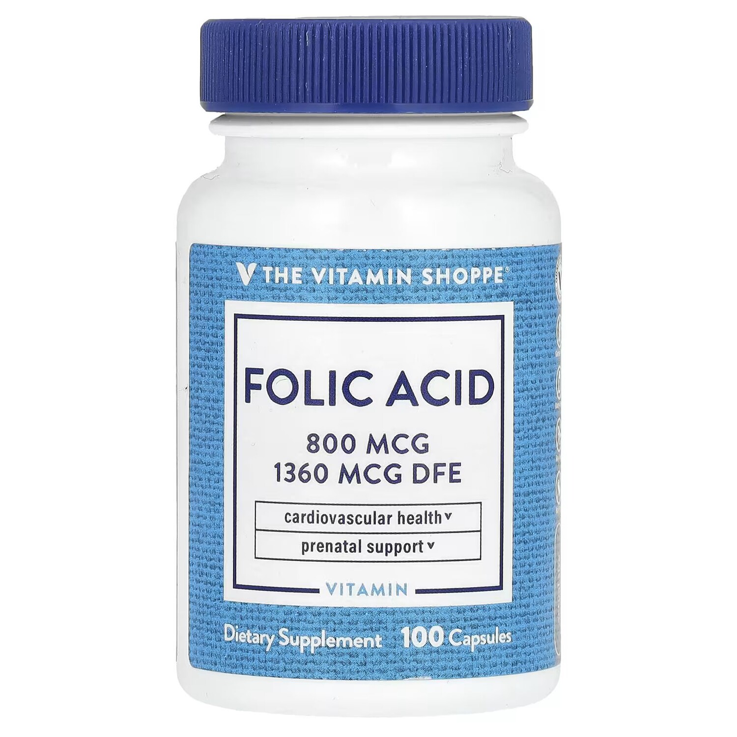 

Фолиевая кислота, 800 мкг, 100 капсул The Vitamin Shoppe