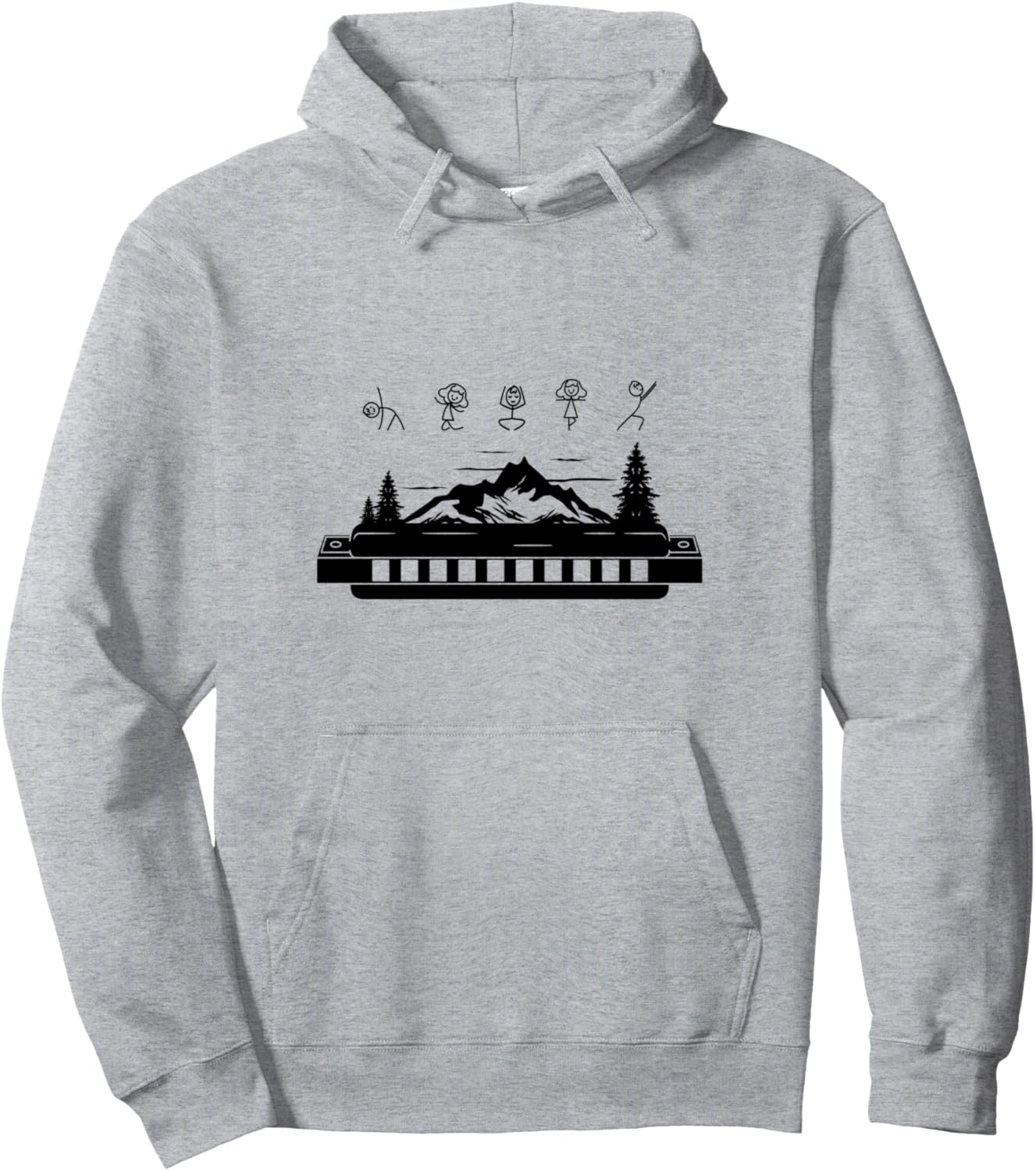 

Забавная резиновая толстовка с капюшоном в виде человечка, играющего на губной гармонике, серая Harmonica Player & Mountain Lover Harmonicist