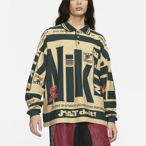 Футболка Nike x Cactus Plant Flea Market Longsleeve Polo Shirt 'Cream White Green', хаки — фото 4