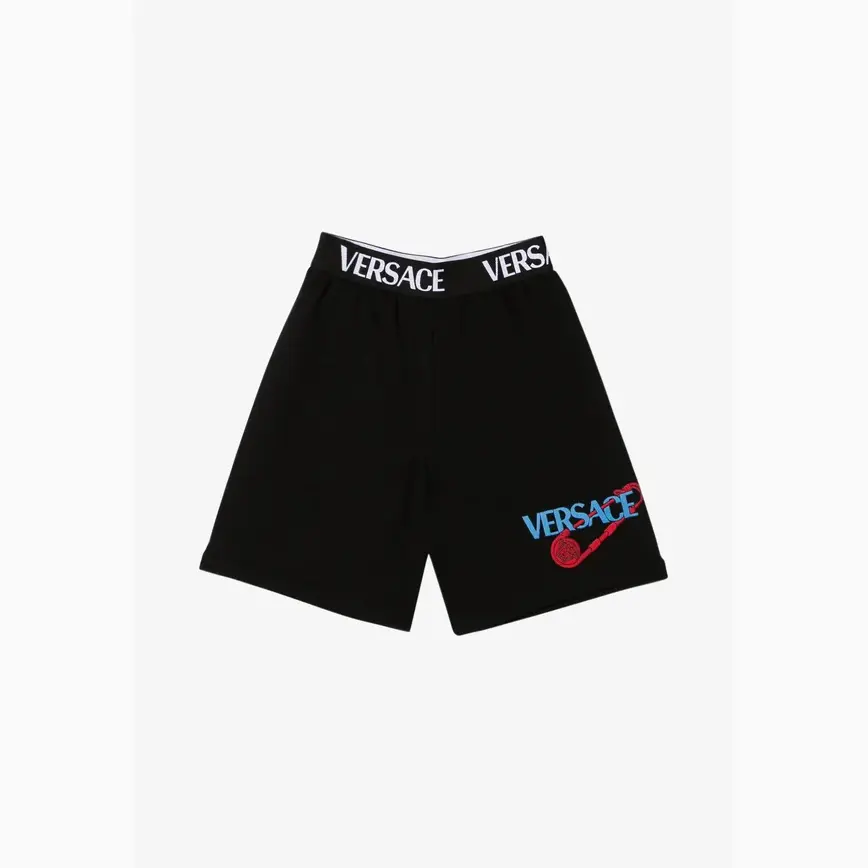 

Черные шорты с логотипом Versace, мультиколор