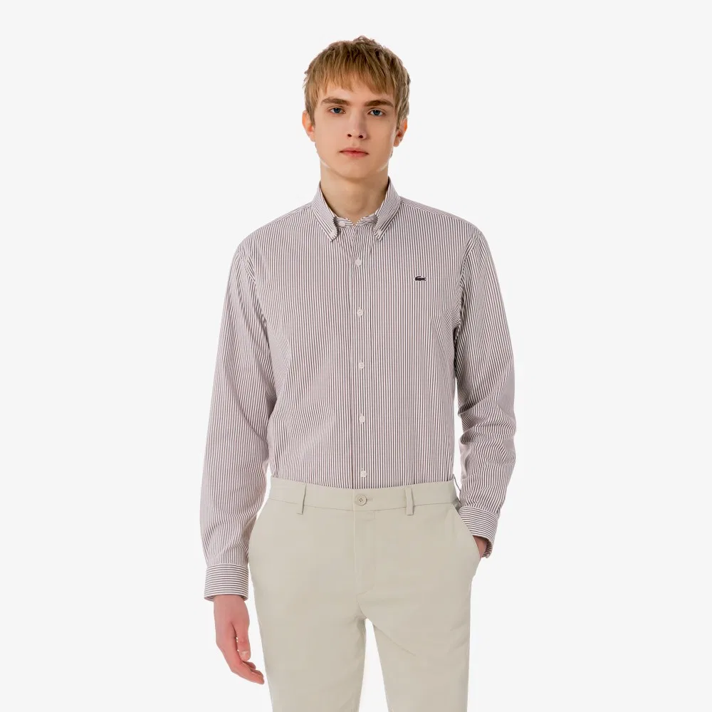 Мужская поплиновая рубашка в полоску от Lacoste — фото 4