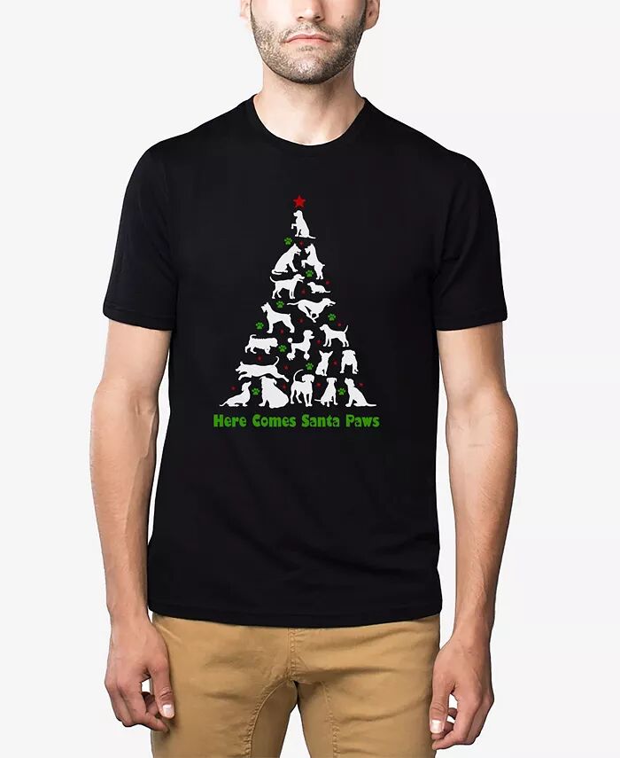 

Футболка мужская Here Comes Santa Paws Premium Blend Word Art LA Pop Art, черный