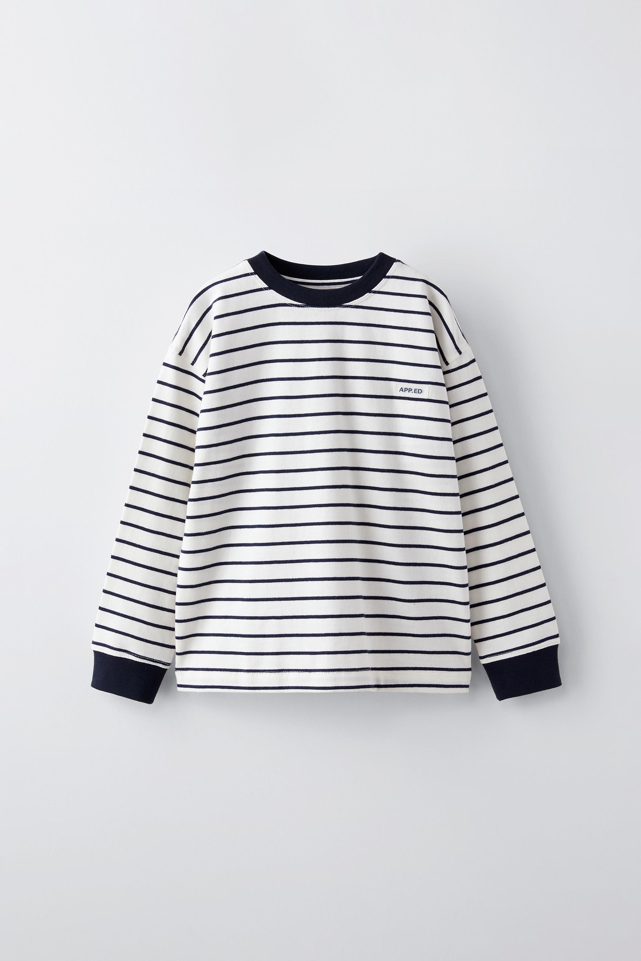 

Полосатая футболка из тяжелого джерси ZARA, цвет striped