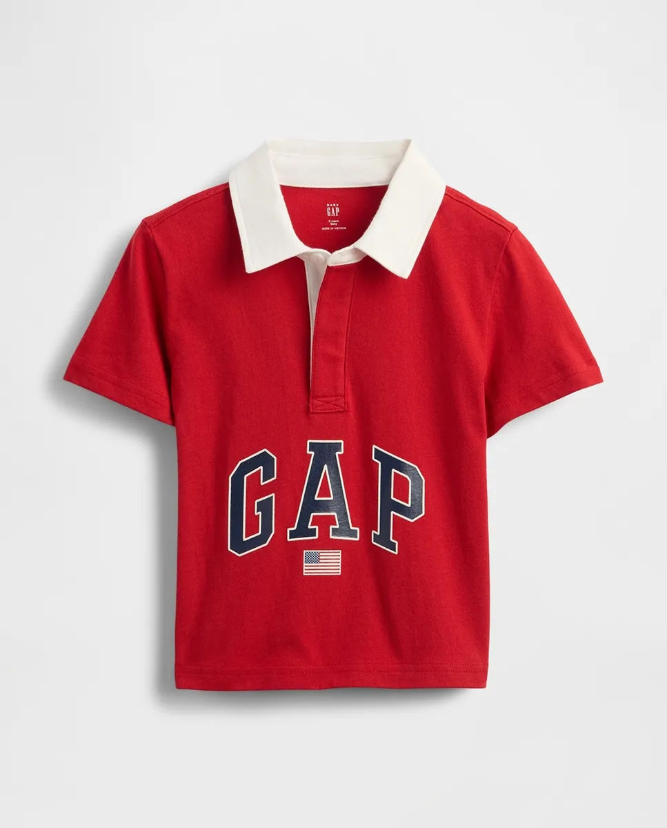 

Поло с логотипом для малышей и детей Gap, белый