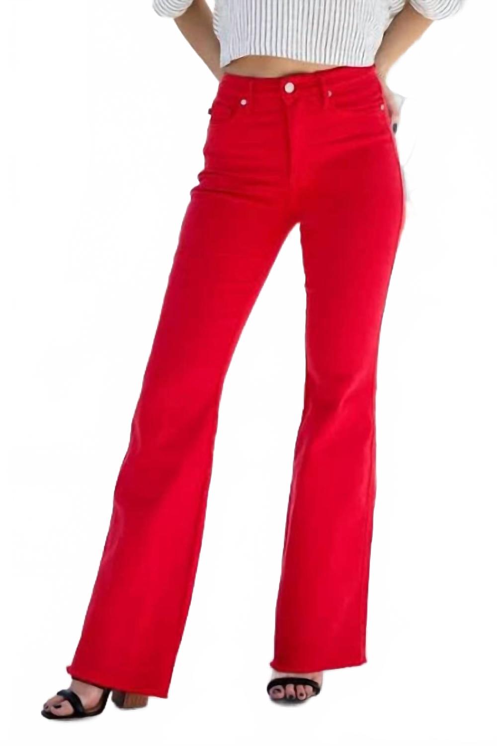 

Высокие утягивающие брюки с завышенной талией, окрашенные в красный цвет, расклешенные Judy Blue