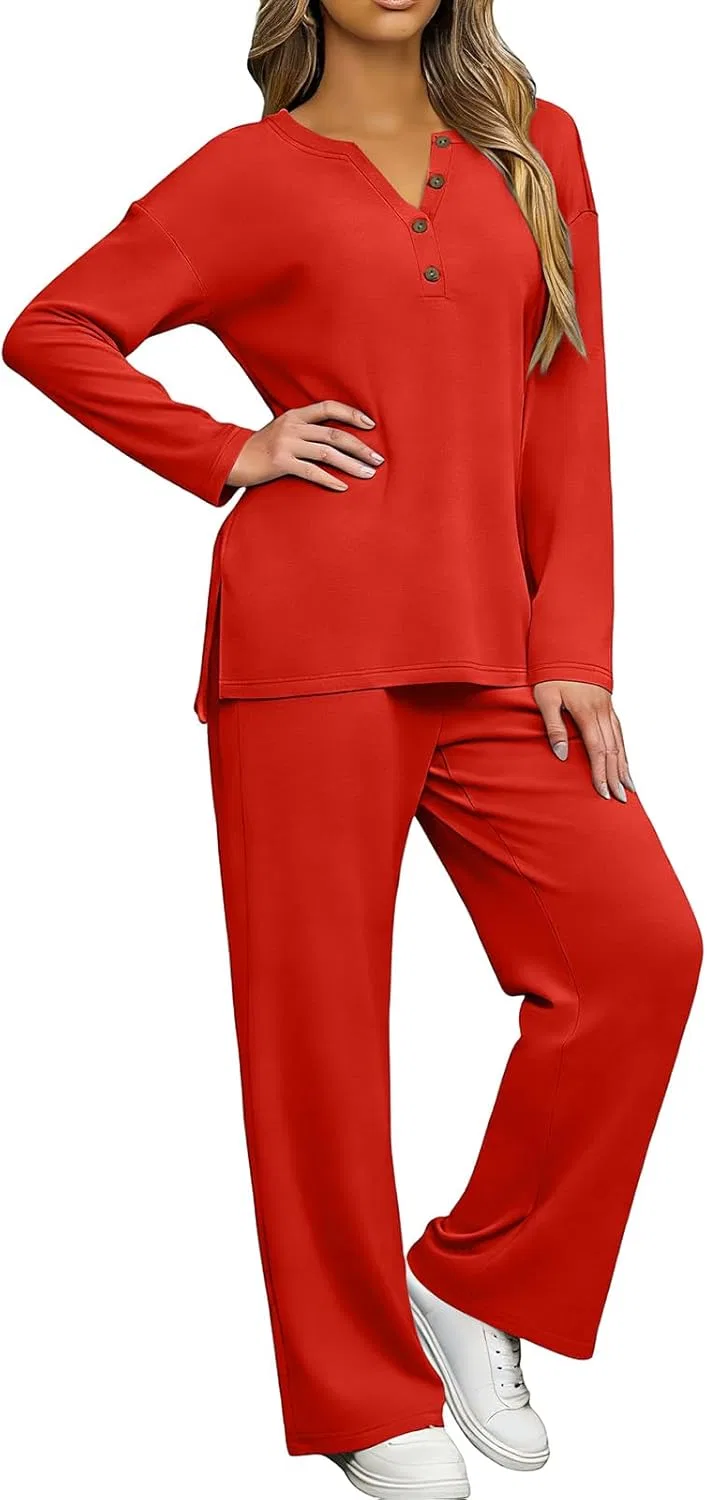 Спортивный костюм женский V-образный вырез, Generic, 01-red — фото 3