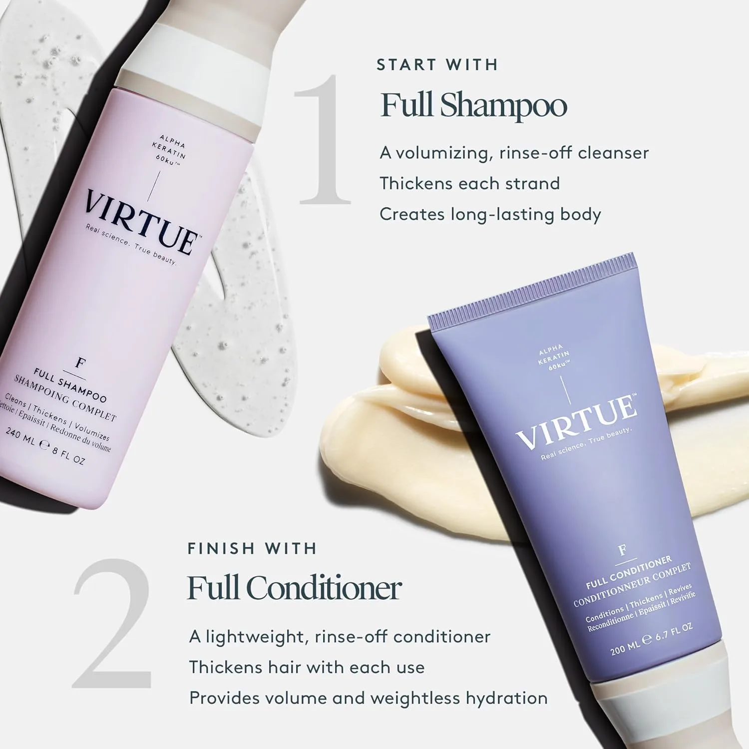 Кондиционер VIRTUE Full Volumizing Conditioner придает волосам объем, подходит для всех типов волос, не содержит сульфатов, безопасен для окрашенных волос — фото 4