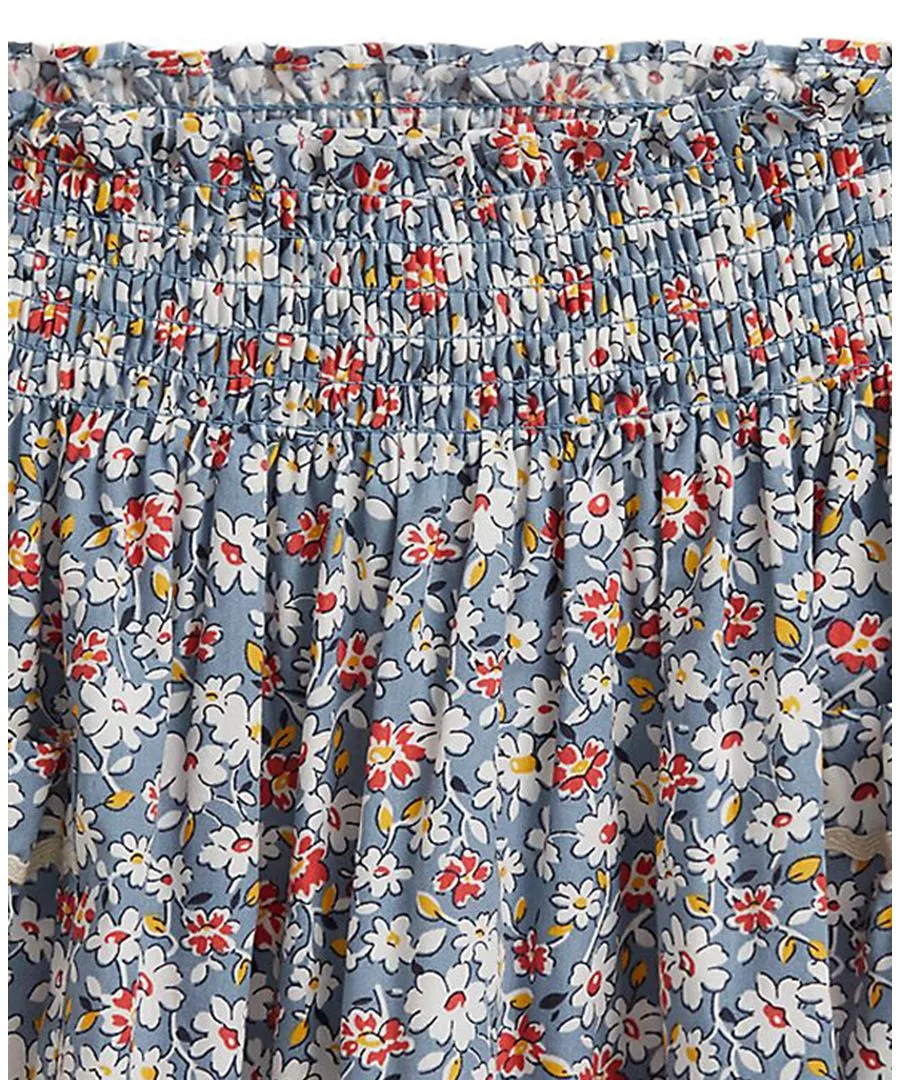 Детская юбка из поплина с цветочным принтом, размеры 2T-6X Polo Ralph Lauren, lydston floral синий — фото 3