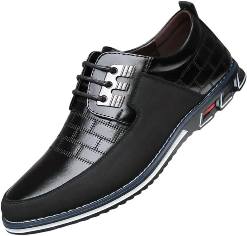 Men's lace-up Business Casual Shoes - Shock-Absorbing Insole, Anti-Slip Rubber Sole - Simple and Professional Style. Suitable for Offices, Events, and Travels - for Daily use and Weddings Clolinde, черный