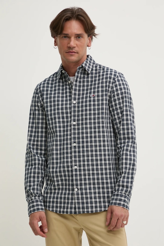 

Хлопковая рубашка Tommy Jeans, темно-синий