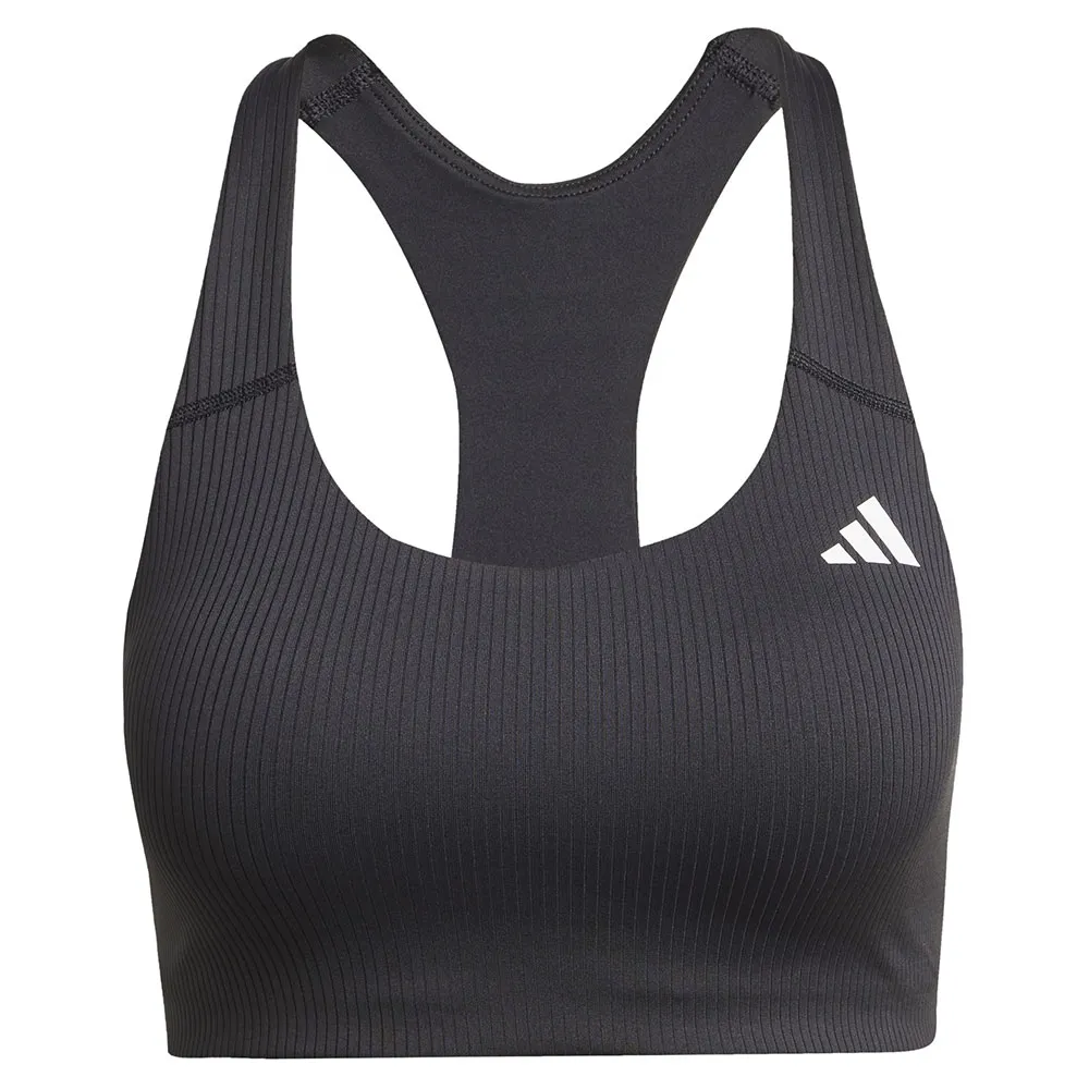 Спортивный бюстгальтер adidas Powerimpact Rib Medium Impact Sports Bra, черный — фото 3