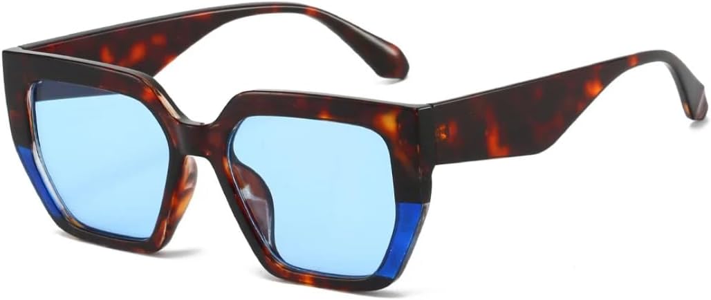 

Популярные модные квадратные солнцезащитные очки для женщин, ретро-очки с заклепками, мужские модные очки с леопардовым принтом и защитой от УФ-излучения UV400 TVTBBVV, Leopard Blue