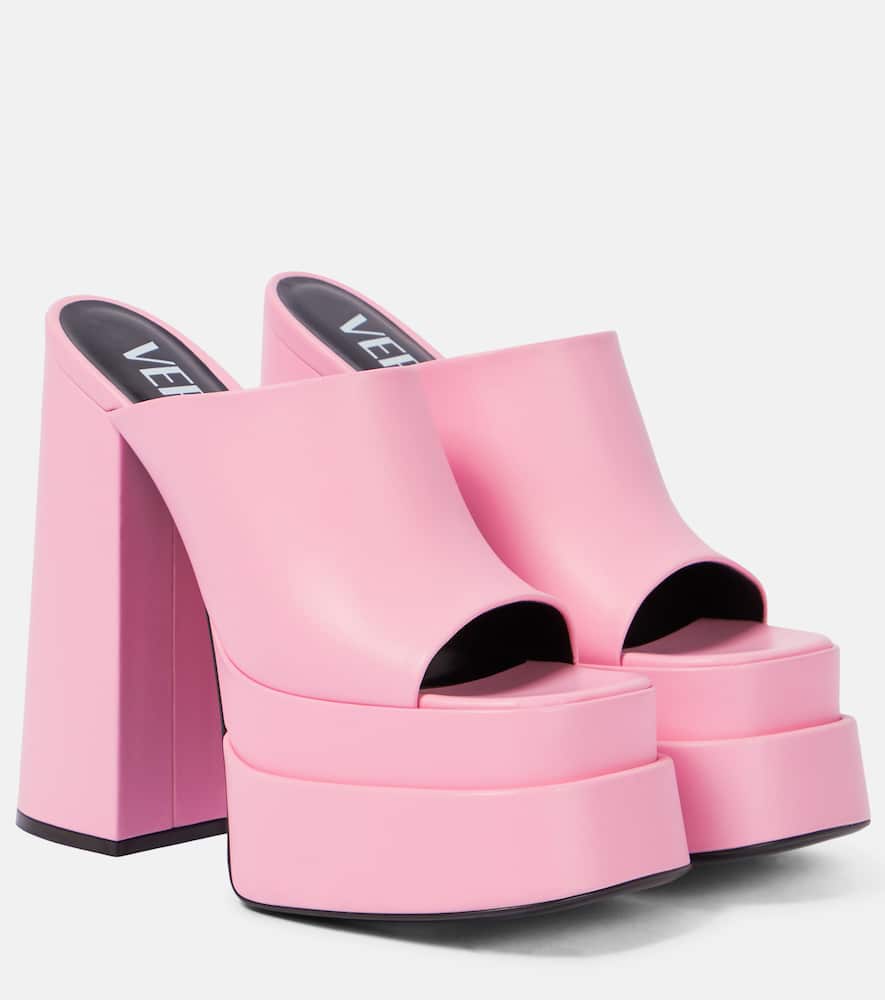 Кожаные босоножки на платформе с открытым мыском Versace, Candy-Oro Versace