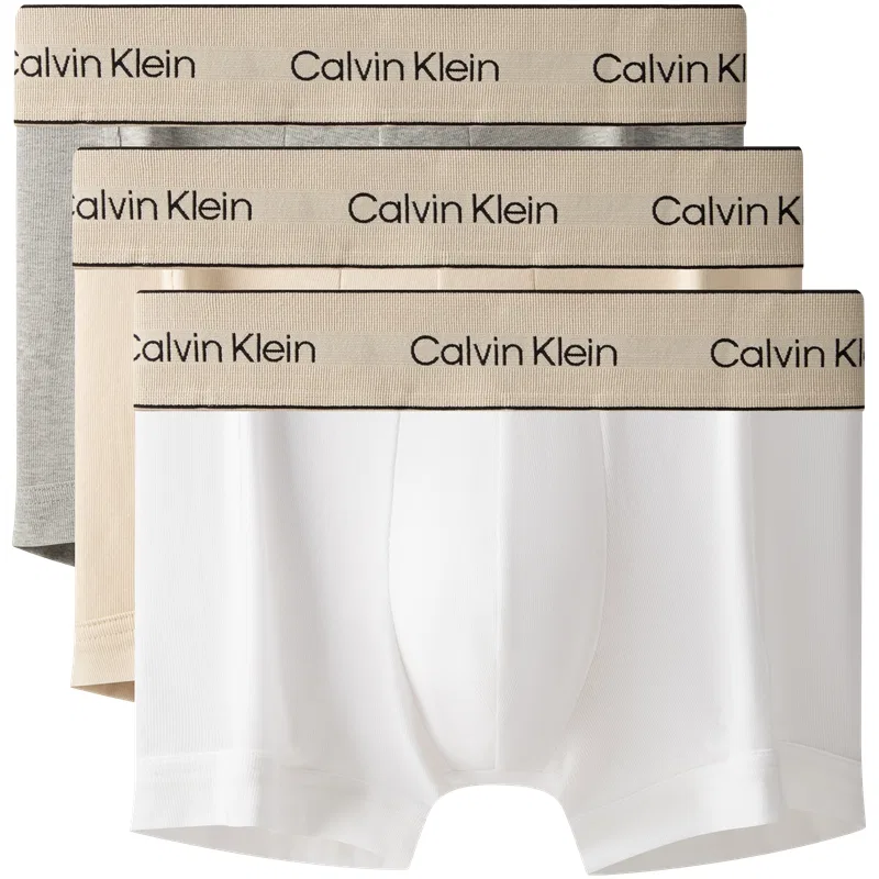 Боксеры Calvin Klein с логотипом на поясе, 3 шт, светло-голубой/черный/серый — фото 4