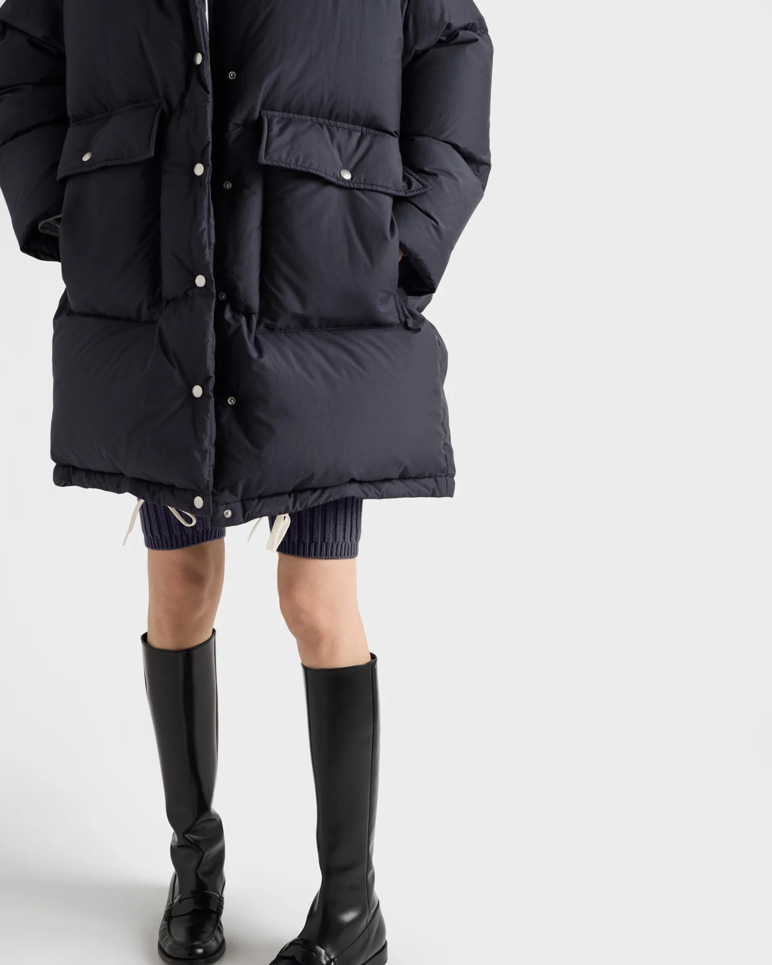 Пуховая парка из мягкого канваса Prada, синий — фото 3