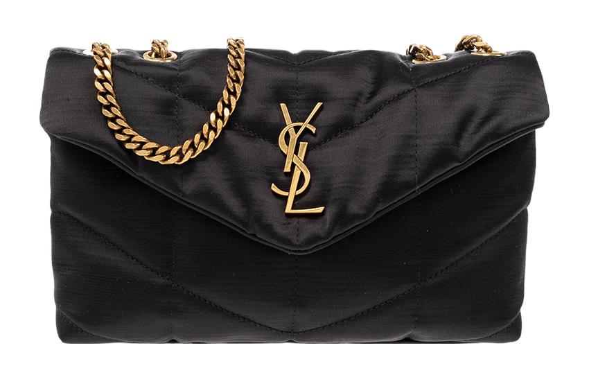 

SAINT LAURENT Хлопковая переносная сумка через плечо женская черная