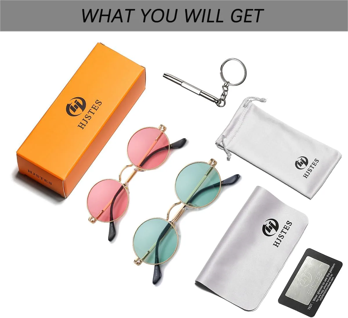 

Поляризованные круглые солнцезащитные очки HJSTES для женщин и мужчин в стиле ретро-хиппи, маленькие круглые солнцезащитные очки, 2 Pack (Gold/Pink+gold/Green)