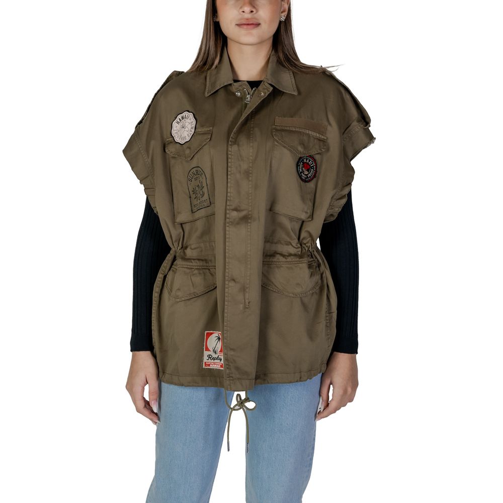 

Зеленые хлопковые куртки и пальто Replay, зеленый